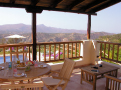 Villa Eleftheria's shaded dining terrace