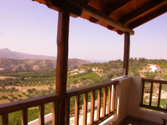 Rural views from Villa Irini's balcony towards the sea